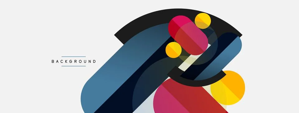Geometric shapes composition abstract background. Circles lines and rectangles Illustration