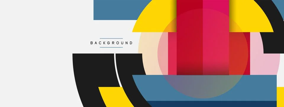 Geometric shapes composition abstract background. Circles lines and rectangles 스톡 일러스트