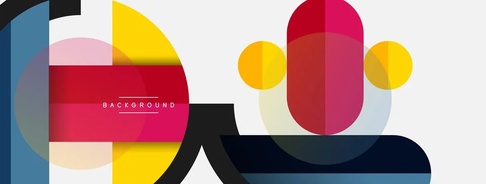 Geometric shapes composition abstract background. Circles lines and rectangles 스톡 일러스트