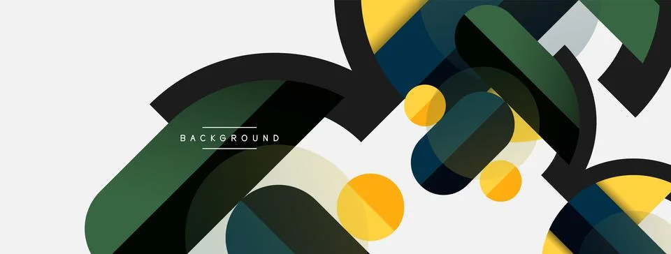 Geometric shapes composition abstract background. Circles lines and rectangles Illustrazione stock