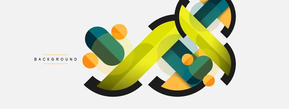 Geometric shapes composition abstract background. Circles lines and rectangles Illustrazione stock