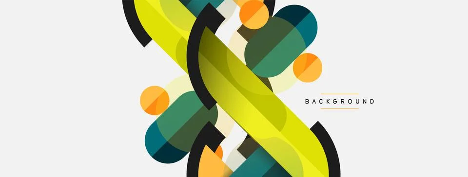 Geometric shapes composition abstract background. Circles lines and rectangles Illustrazione stock