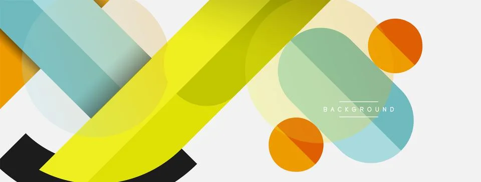 Geometric shapes composition abstract background. Circles lines and rectangles Stock Illustration