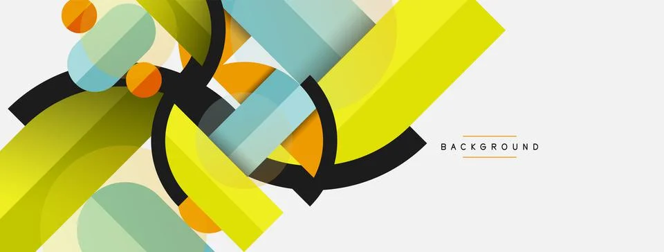 Geometric shapes composition abstract background. Circles lines and rectangles 스톡 일러스트