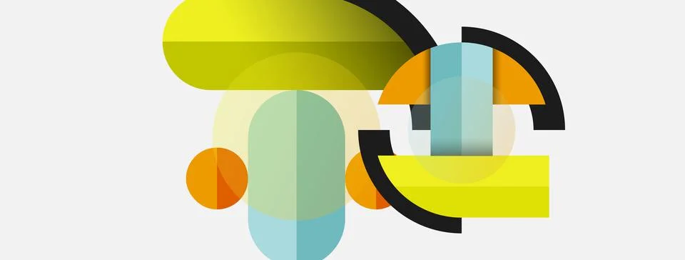 Geometric shapes composition abstract background. Circles lines and rectangles 스톡 일러스트
