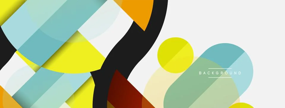 Geometric shapes composition abstract background. Circles lines and rectangles Stock Illustration