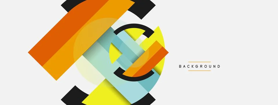 Geometric shapes composition abstract background. Circles lines and rectangles Illustrazione stock