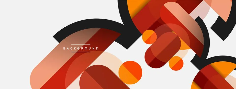 Geometric shapes composition abstract background. Circles lines and rectangles Stock Illustration