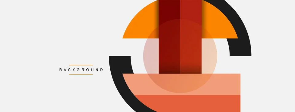 Geometric shapes composition abstract background. Circles lines and rectangles Stock Illustration