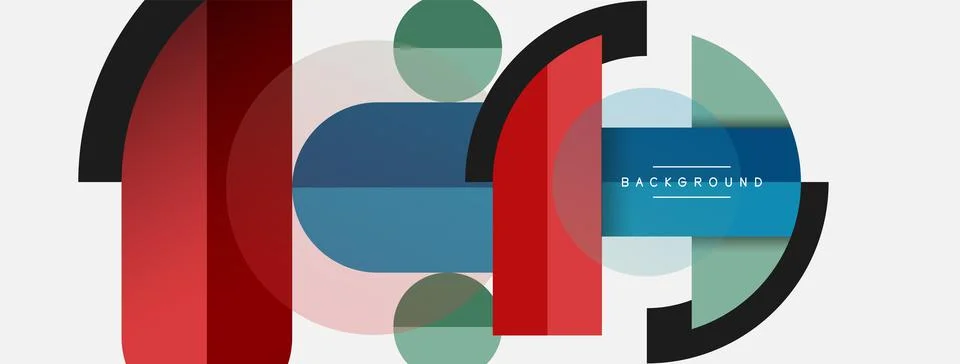 Geometric shapes composition abstract background. Circles lines and rectangles Stockillustratie