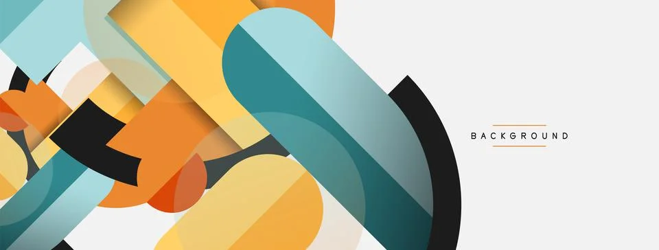 Geometric shapes composition abstract background. Circles lines and rectangles Stock Illustration