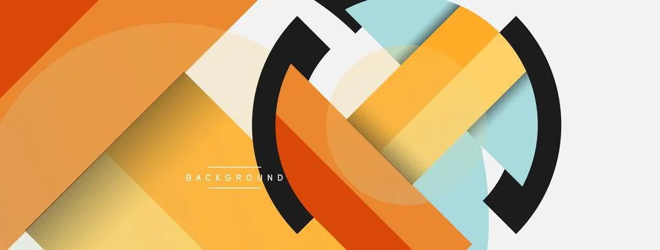 Geometric shapes composition abstract background. Circles lines and rectangles Stock Illustration
