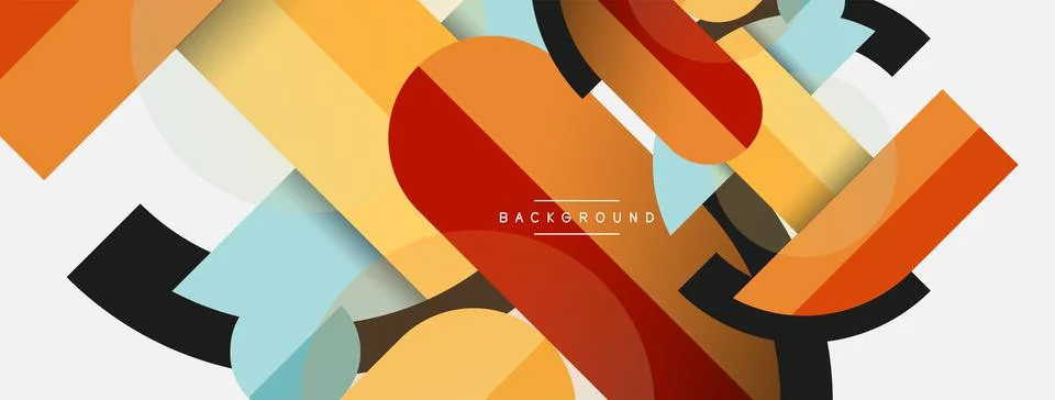 Geometric shapes composition abstract background. Circles lines and rectangles Stock Illustration