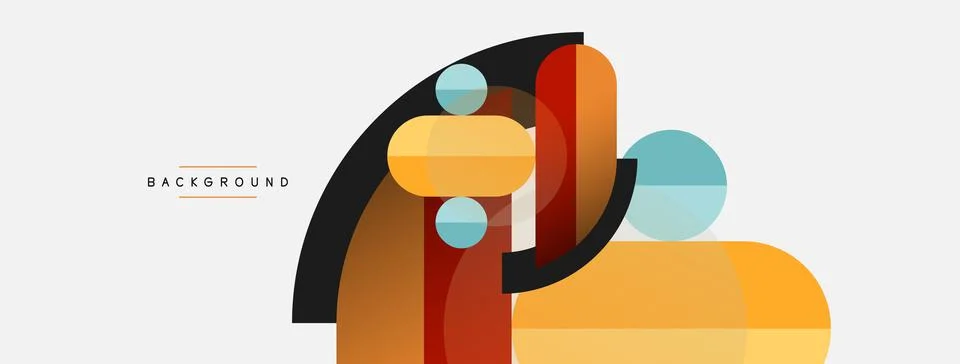 Geometric shapes composition abstract background. Circles lines and rectangles Stock Illustration