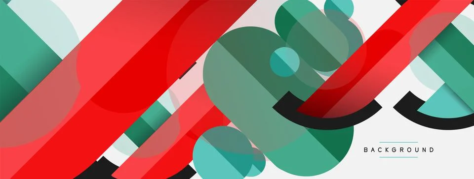 Geometric shapes composition abstract background. Circles lines and rectangles Illustrazione stock