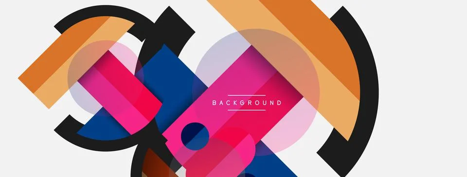Geometric shapes composition abstract background. Circles lines and rectangles Illustrazione stock