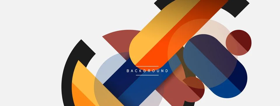 Geometric shapes composition abstract background. Circles lines and rectangles Illustrazione stock