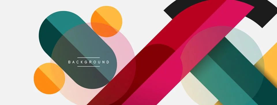 Geometric shapes composition abstract background. Circles lines and rectangles Stock Illustration