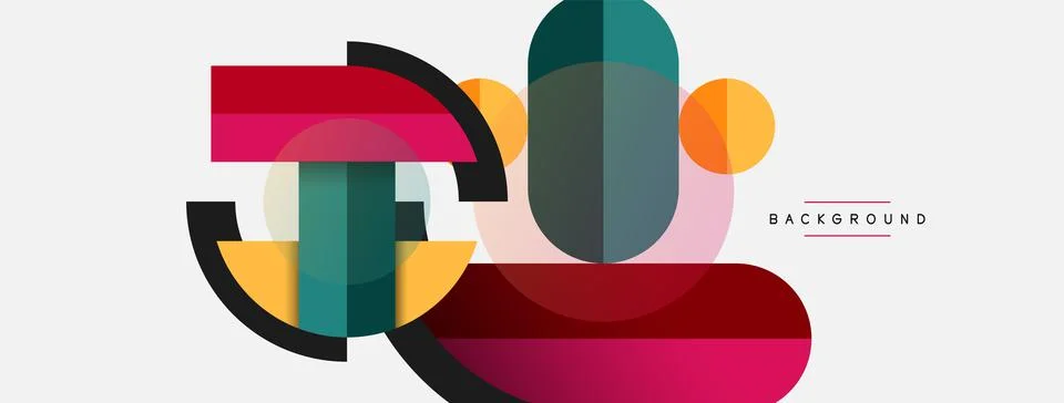 Geometric shapes composition abstract background. Circles lines and rectangles 스톡 일러스트