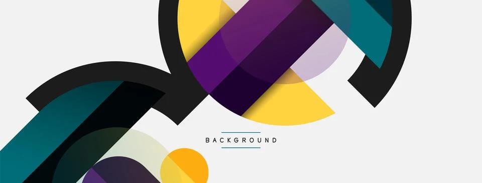 Geometric shapes composition abstract background. Circles lines and rectangles Illustration