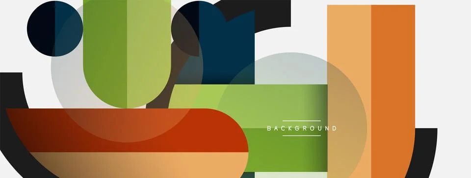 Geometric shapes composition abstract background. Circles lines and rectangles Stock Illustration