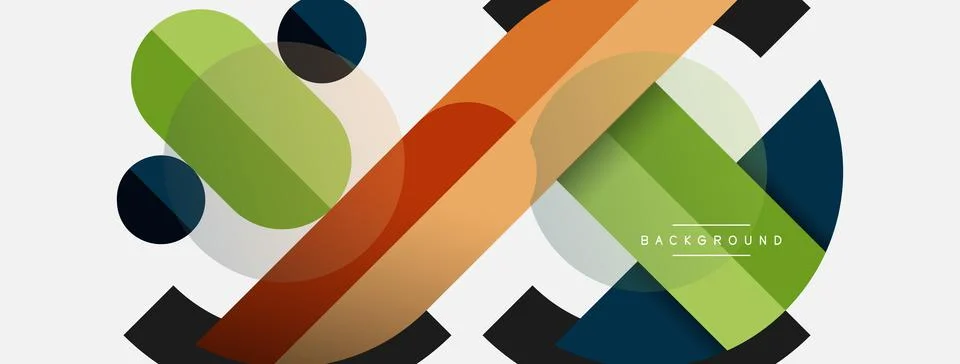 Geometric shapes composition abstract background. Circles lines and rectangles Stockillustratie