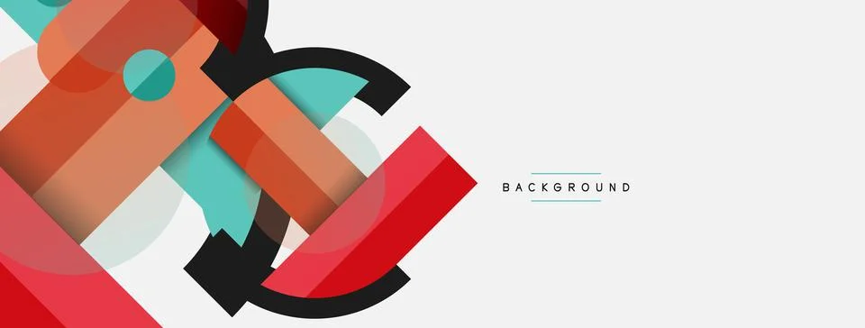 Geometric shapes composition abstract background. Circles lines and rectangles Stockillustratie