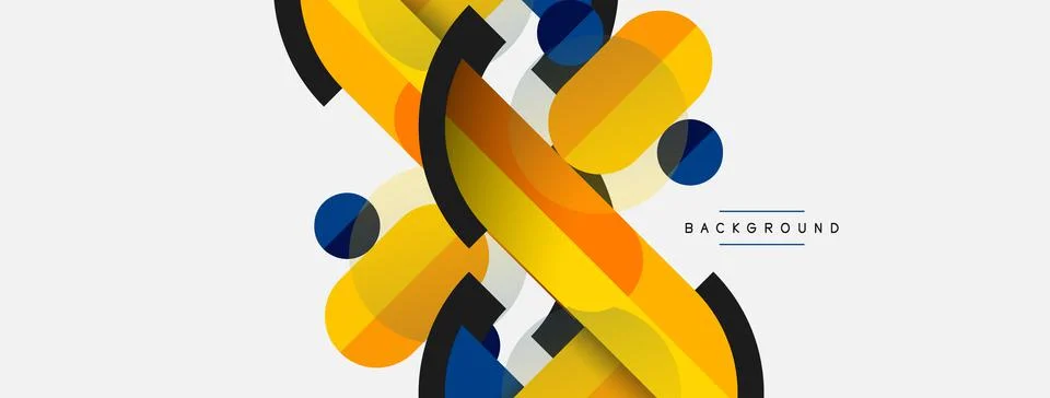 Geometric shapes composition abstract background. Circles lines and rectangles Stock Illustration