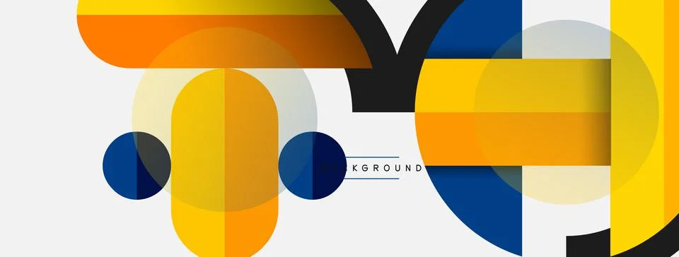 Geometric shapes composition abstract background. Circles lines and rectangles Illustrazione stock