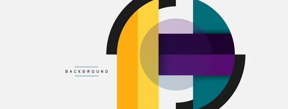 Geometric shapes composition abstract background. Circles lines and rectangles Illustration