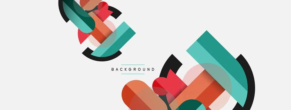 Geometric shapes composition abstract background. Circles lines and rectangles 스톡 일러스트