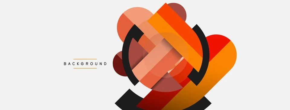 Geometric shapes composition abstract background. Circles lines and rectangles Stock Illustration