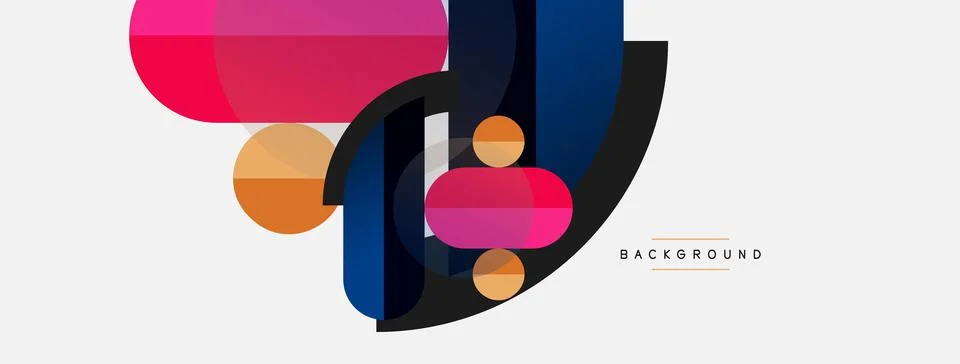 Geometric shapes composition abstract background. Circles lines and rectangles Stock Illustration
