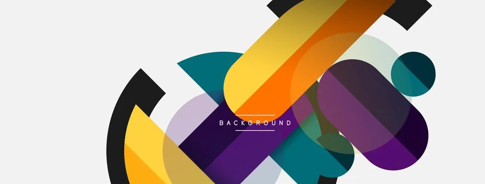 Geometric shapes composition abstract background. Circles lines and rectangles Illustrazione stock