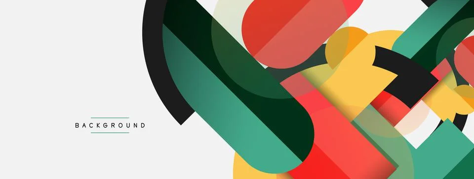 Geometric shapes composition abstract background. Circles lines and rectangles 스톡 일러스트