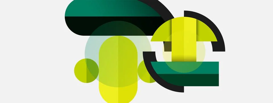 Geometric shapes composition abstract background. Circles lines and rectangles Stock Illustration