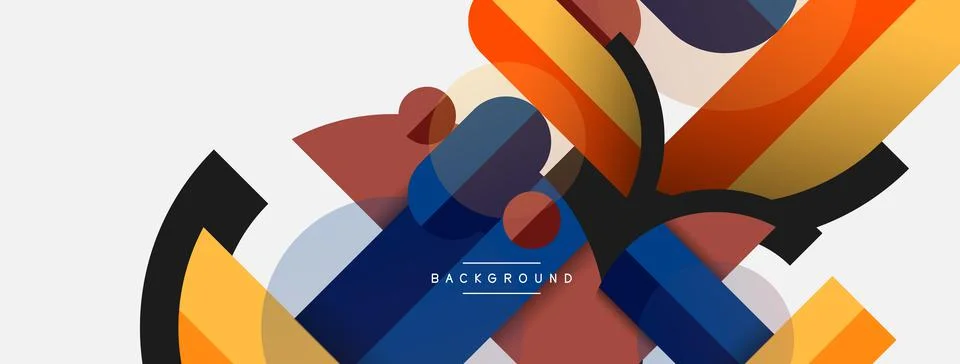 Geometric shapes composition abstract background. Circles lines and rectangles Stock Illustration