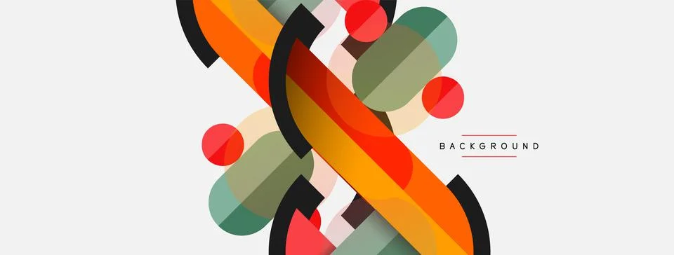 Geometric shapes composition abstract background. Circles lines and rectangles Stock Illustration