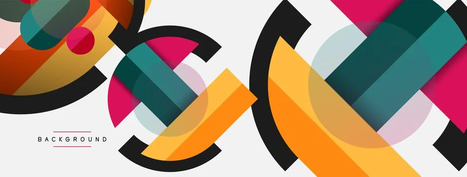 Geometric shapes composition abstract background. Circles lines and rectangles 스톡 일러스트