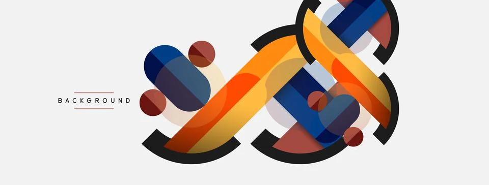 Geometric shapes composition abstract background. Circles lines and rectangles Illustrazione stock