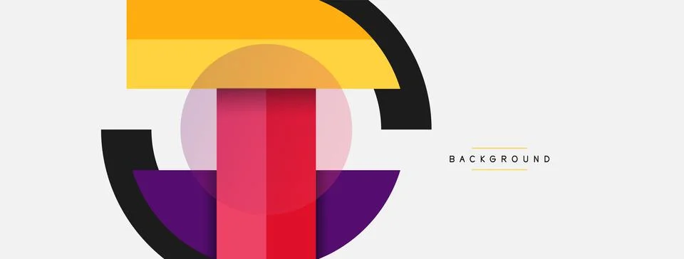 Geometric shapes composition abstract background. Circles lines and rectangles Illustrazione stock