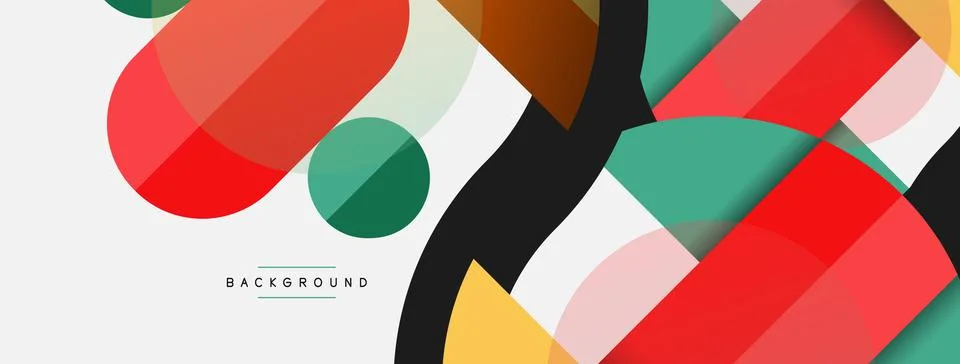Geometric shapes composition abstract background. Circles lines and rectangles Stockillustratie