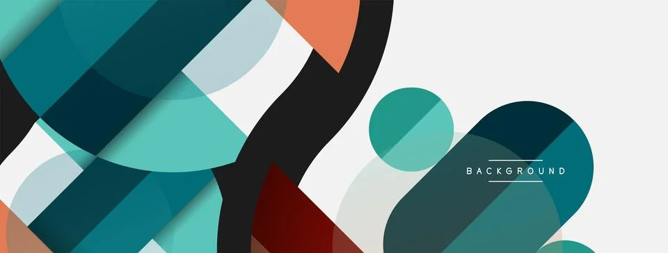 Geometric shapes composition abstract background. Circles lines and rectangles Stockillustratie