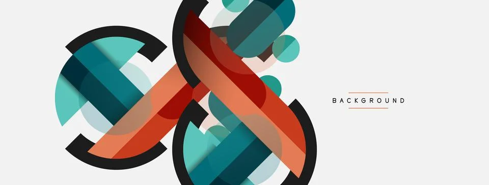 Geometric shapes composition abstract background. Circles lines and rectangles Stockillustratie