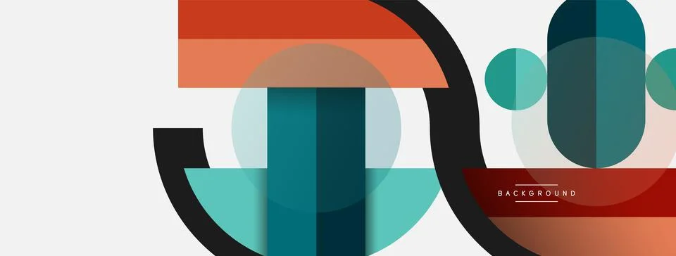 Geometric shapes composition abstract background. Circles lines and rectangles 스톡 일러스트