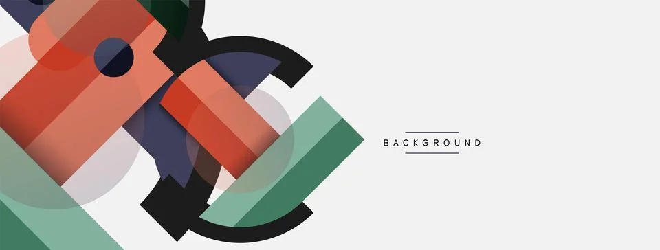 Geometric shapes composition abstract background. Circles lines and rectangles イラスト素材