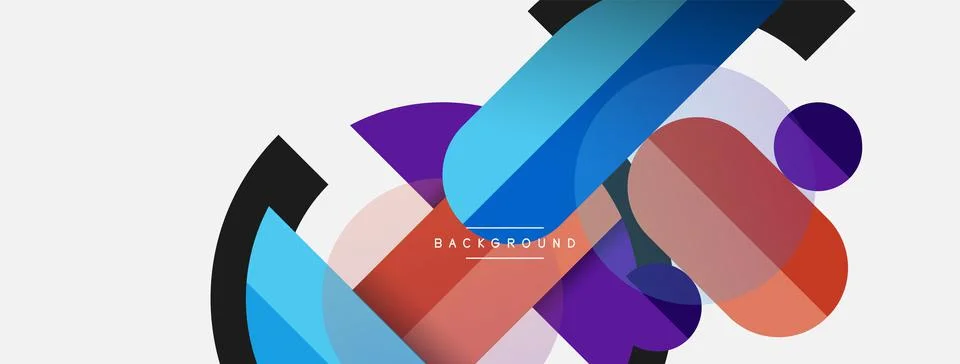 Geometric shapes composition abstract background. Circles lines and rectangles Illustrazione stock