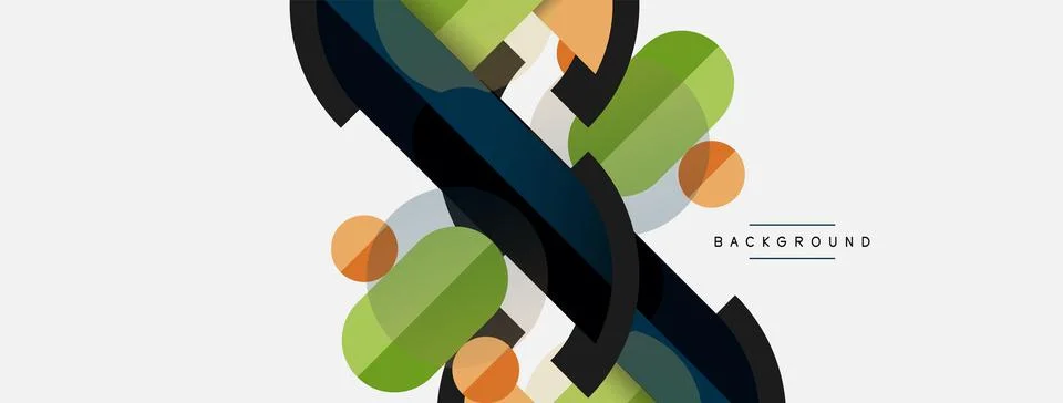 Geometric shapes composition abstract background. Circles lines and rectangles Stock Illustration