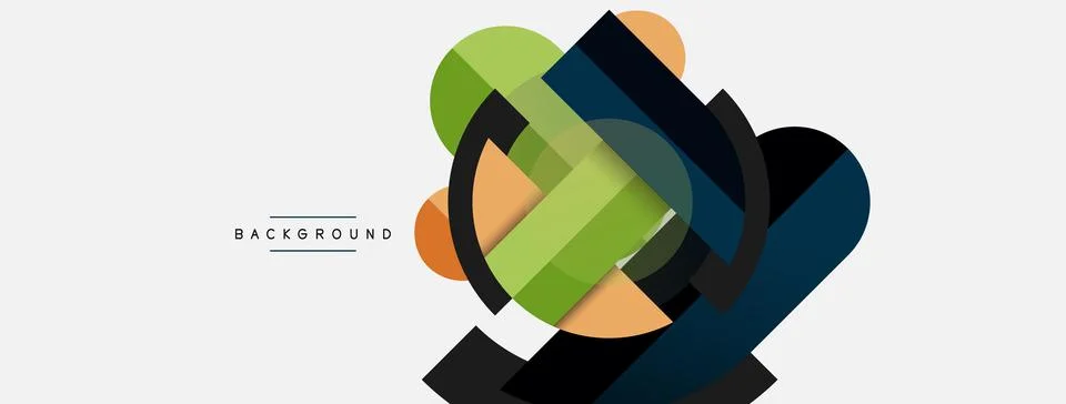 Geometric shapes composition abstract background. Circles lines and rectangles Stock Illustration