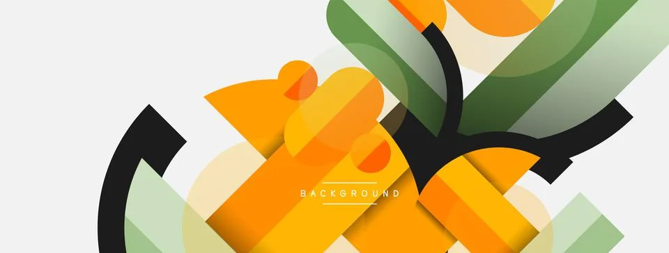 Geometric shapes composition abstract background. Circles lines and rectangles Stock Illustration